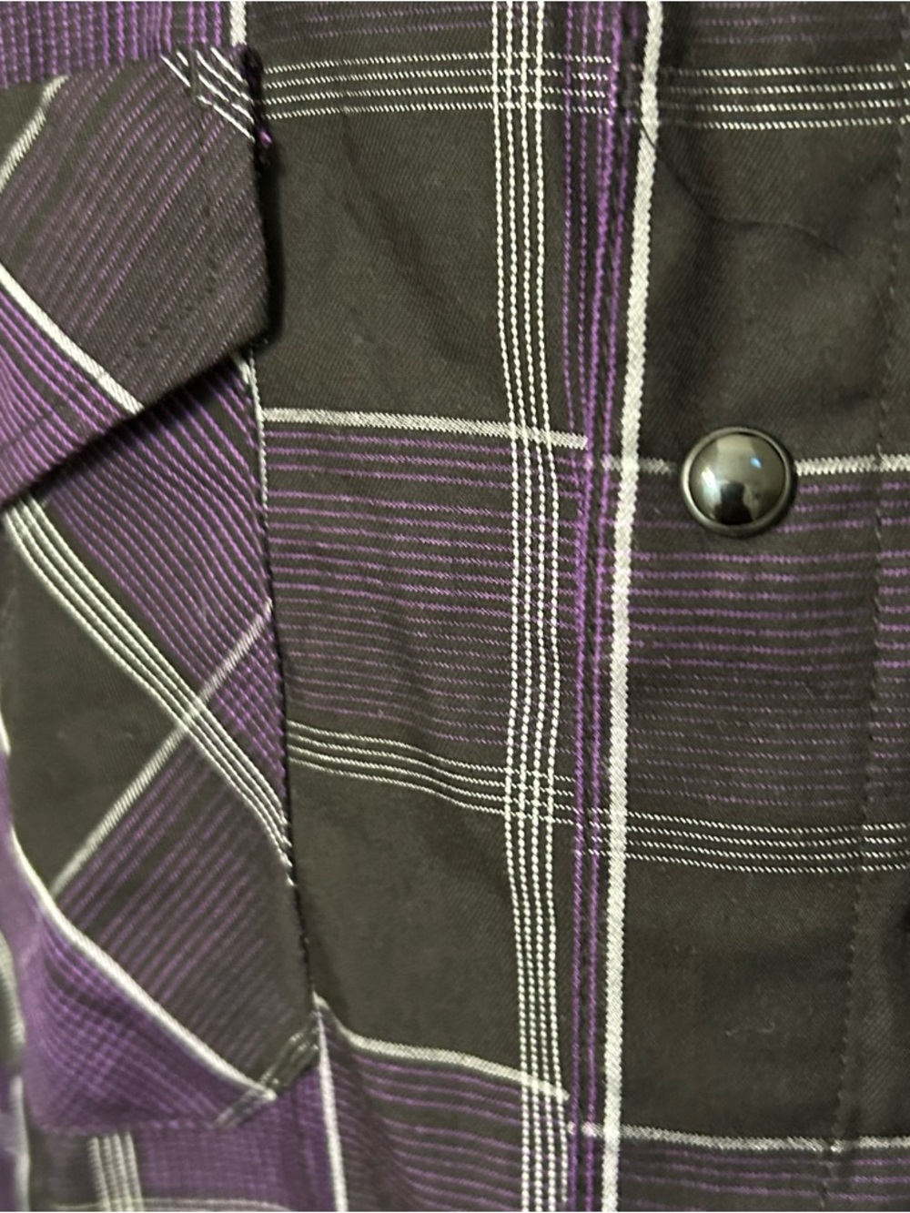 Dixxon Flannel Kingdom Pearl Snap Purple Black Plaid Bamboo Shirt XL EUC - Picture 8 of 8